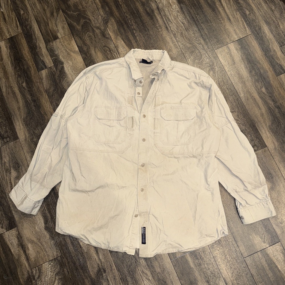 5.11 Tactical Series Utility Shirt Men's XL Beige Vented Long-Sleeve Pockets